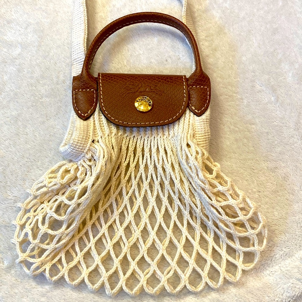 Longchamp Le Pliage Filet XS ecru Mesh Bag NWOT/EUC